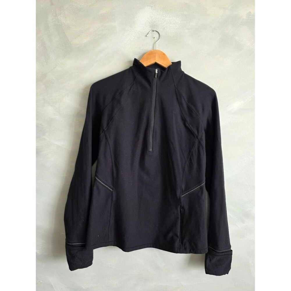 Lululemon Fresh Tracks 1/2 Zip Long Sleeve Top  Running Black Sz 8